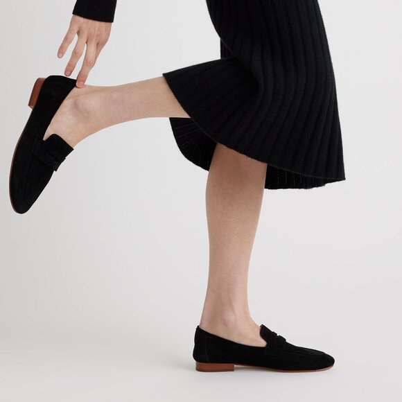 Quince Italian Suede Penny Loafer, Black (8) - Picture 2 of 7